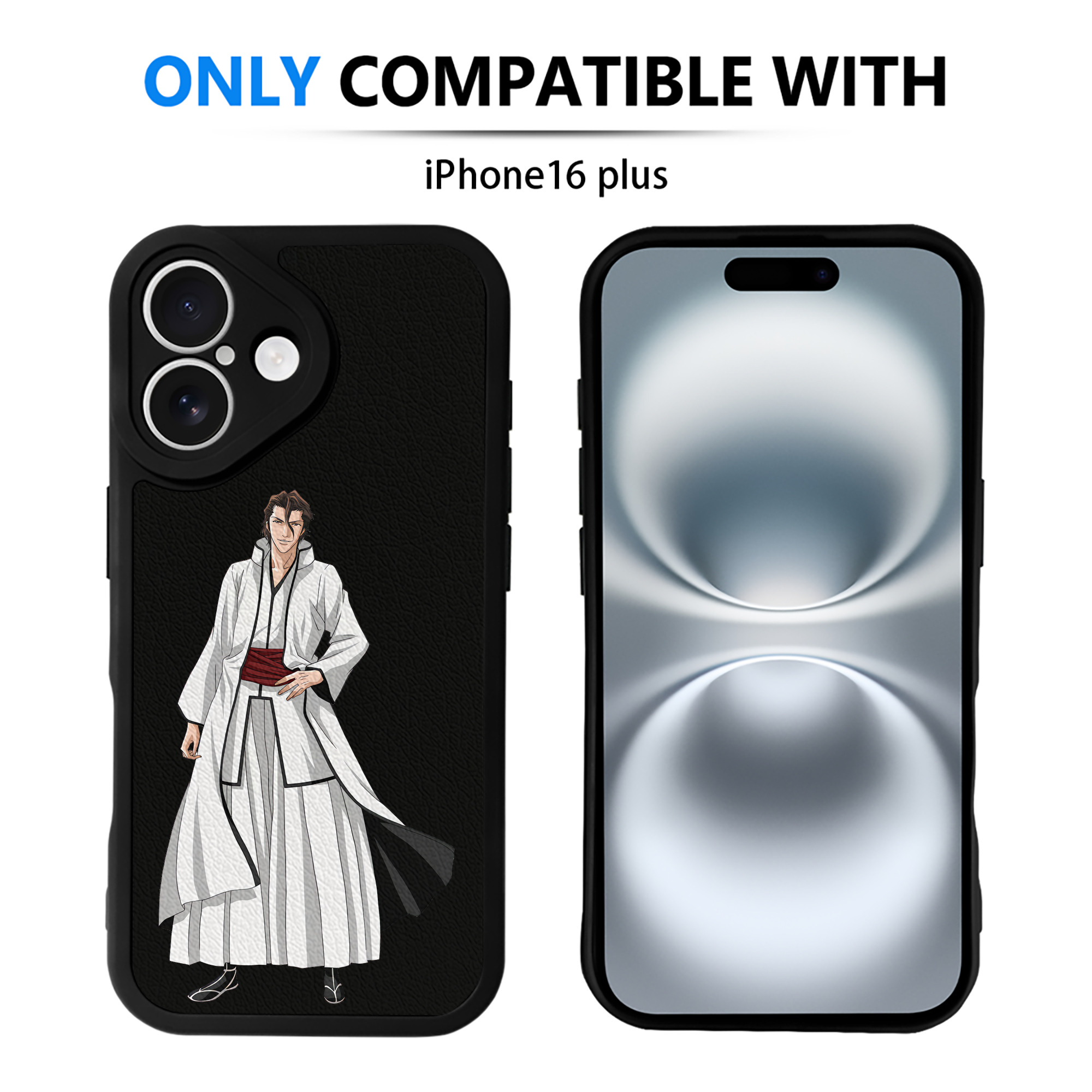 （画像用） ブリーチ 藍染 惣右介（あいぜん そうすけ） BLEACH Aizen Sousuke 【iPhone 16シリーズ対応】シリコンスマホケース（レザー調） 材質：シリコン